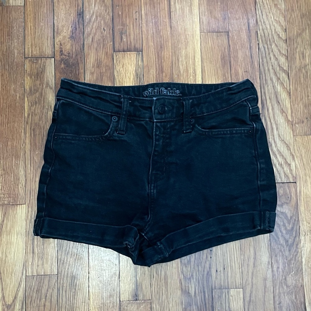 black denim short shorts